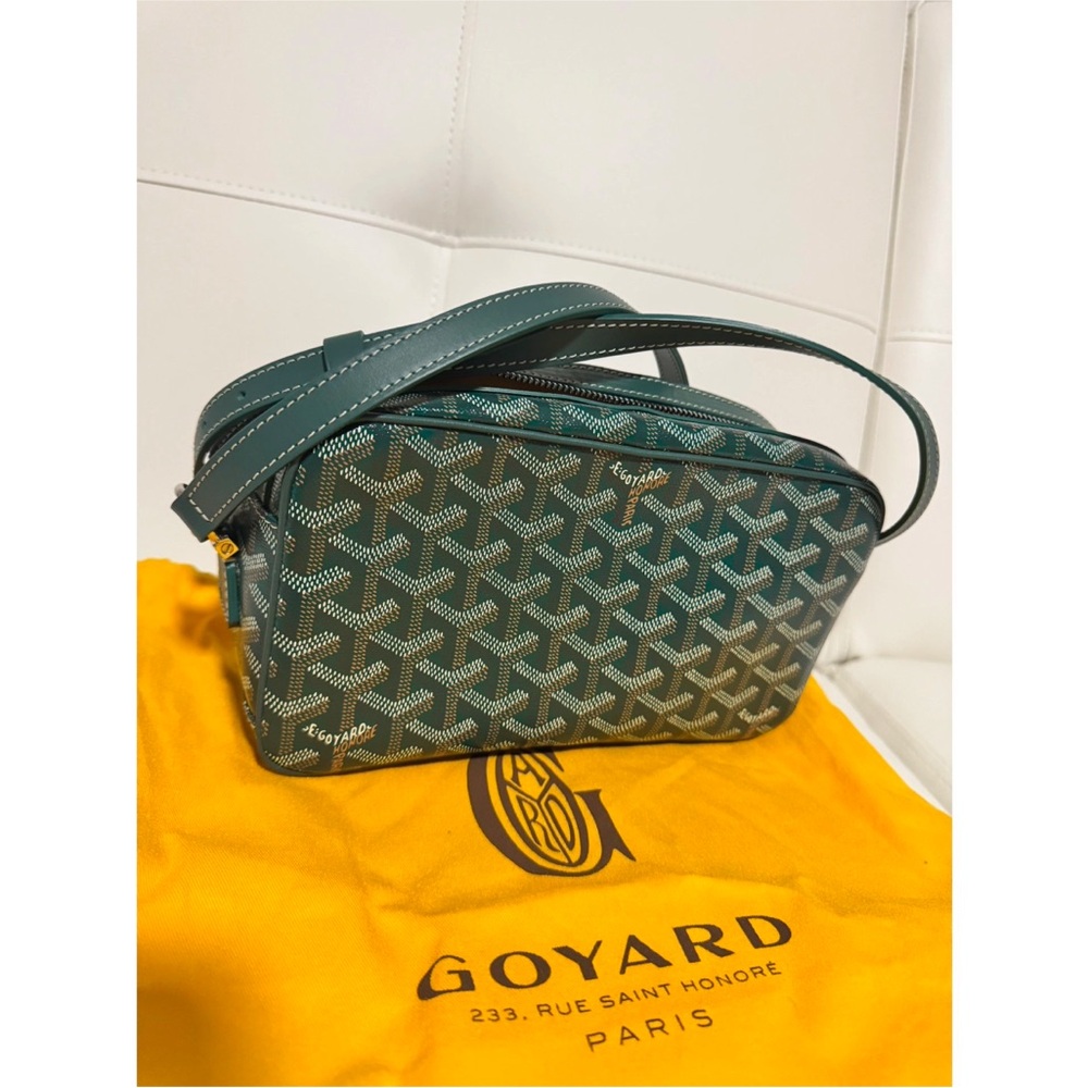 Goyard Teal and Gold Cosmetic Bag
